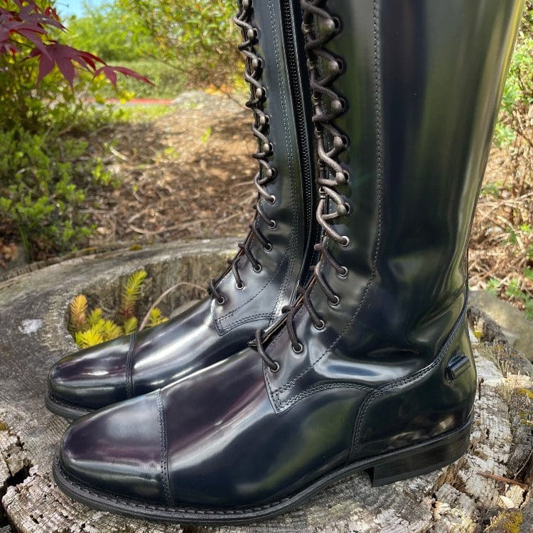 Custom DeNiro Tintoretto Dressage Boot - Brushed Blue with Rondine Black Lucidi Top