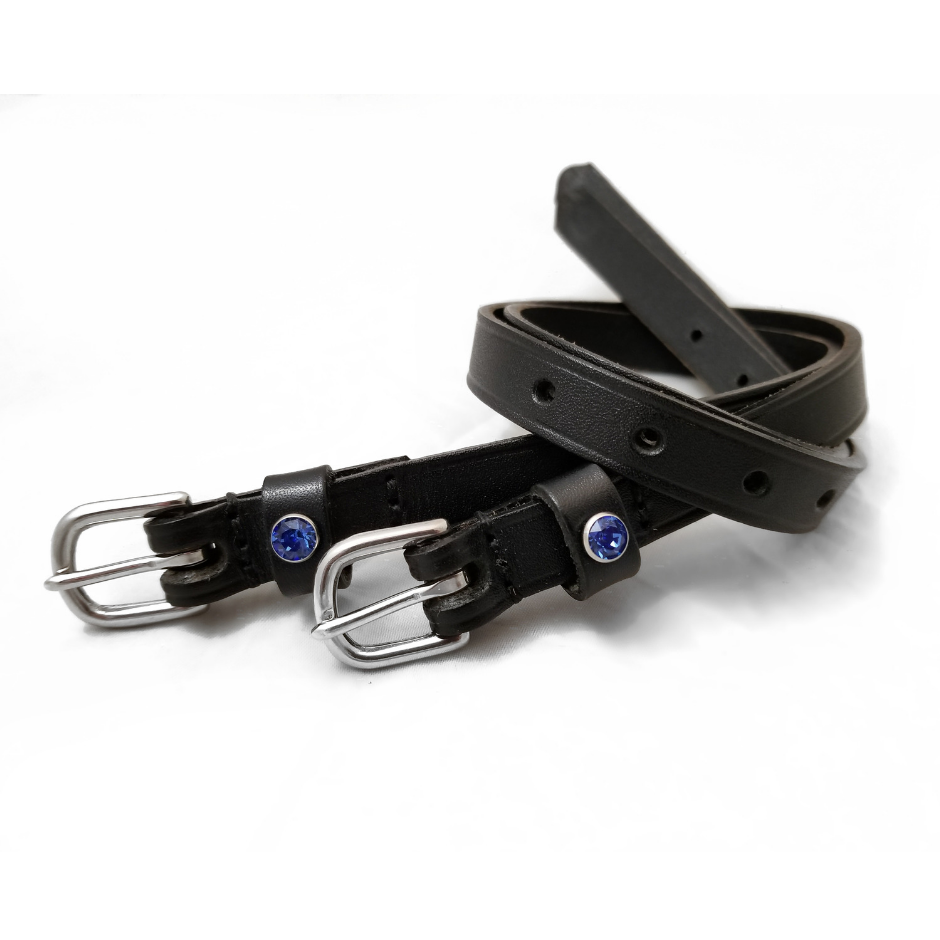 OTTO SCHUMACHER SPUR STRAPS WITH SWAROVSKI CRYSTALS - SAPHIRE