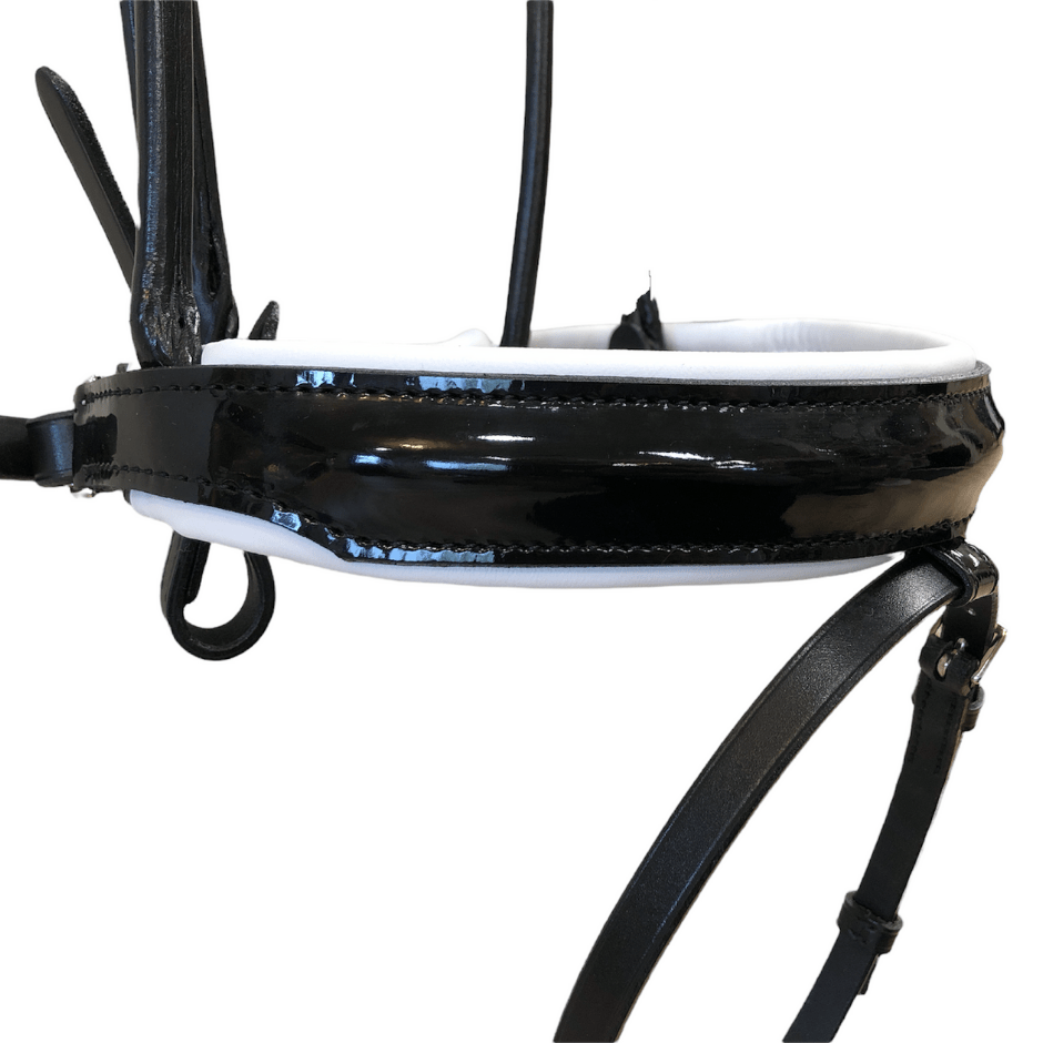 Otto Schumacher Bellevue Snaffle with Patent Black and White Padding