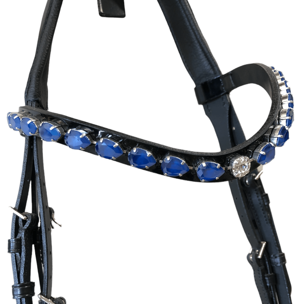 Otto Schumacher Tokyo Snaffle Bridle with Black Patent and Blue Fineline