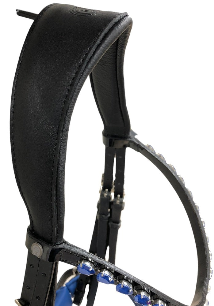 Otto Schumacher Tokyo Double Bridle with Black Patent and Blue Fineline
