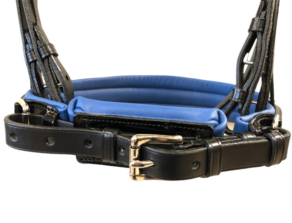 Otto Schumacher Tokyo Double Bridle with Black Patent and Blue Fineline