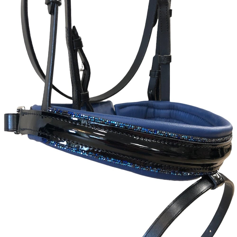 Otto Schumacher Tokyo Snaffle Bridle with Black Patent and Blue Fineline - Horse