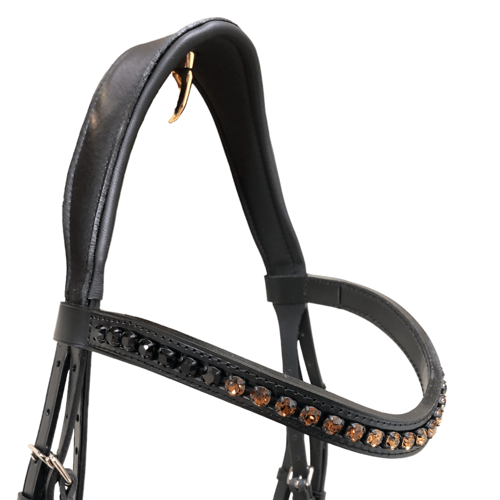 *Otto Schumacher Tokyo Snaffle Bridle with Brown Animal Print and Black Fineline - Horse