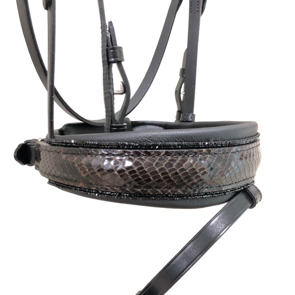 *Otto Schumacher Tokyo Snaffle Bridle with Brown Animal Print and Black Fineline - Horse