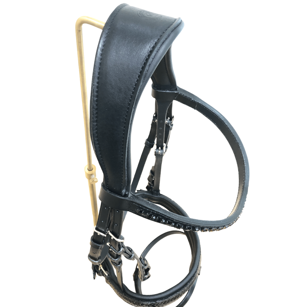 *Otto Schumacher Tokyo Snaffle Bridle with Brown Animal Print and Black Fineline - Horse
