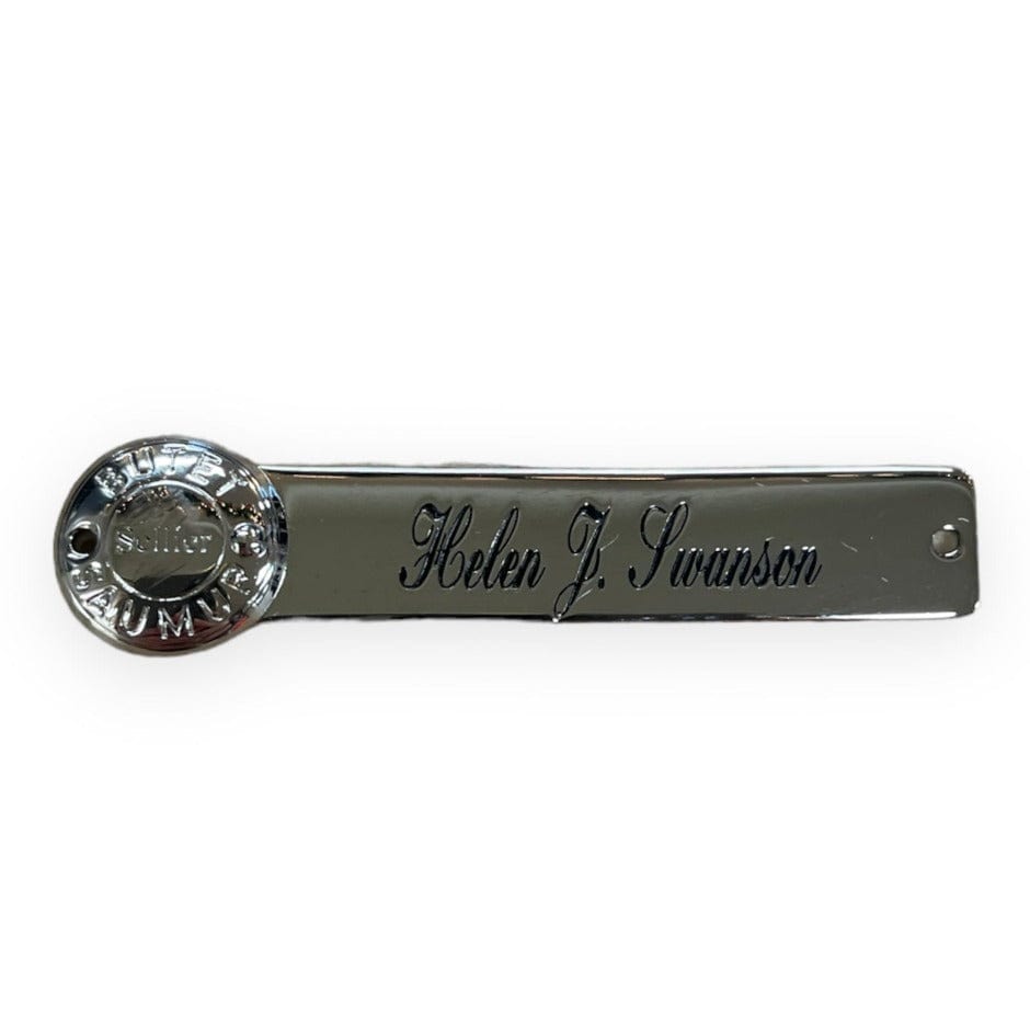 Butet Chrome Saddle Name Plate 55mm - Script