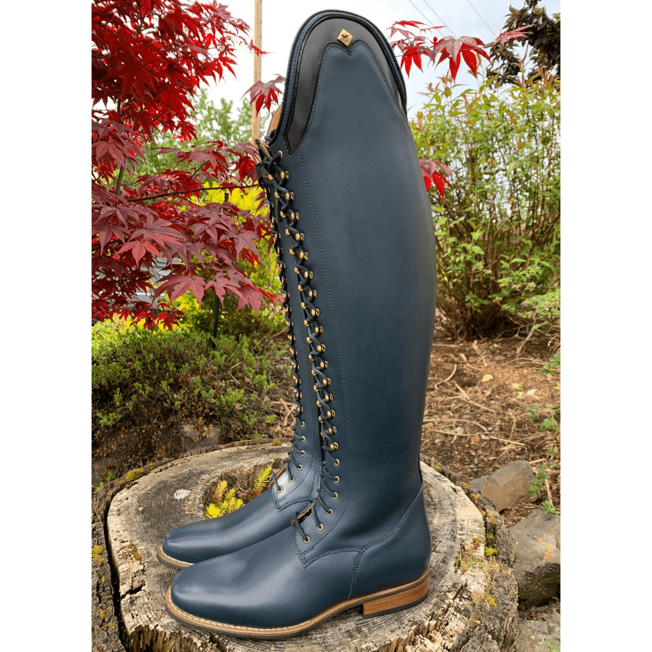 Custom DeNiro Botticelli Dressage Boot - Blue Oceano Calfskin & Brushed Navy Rondine Top