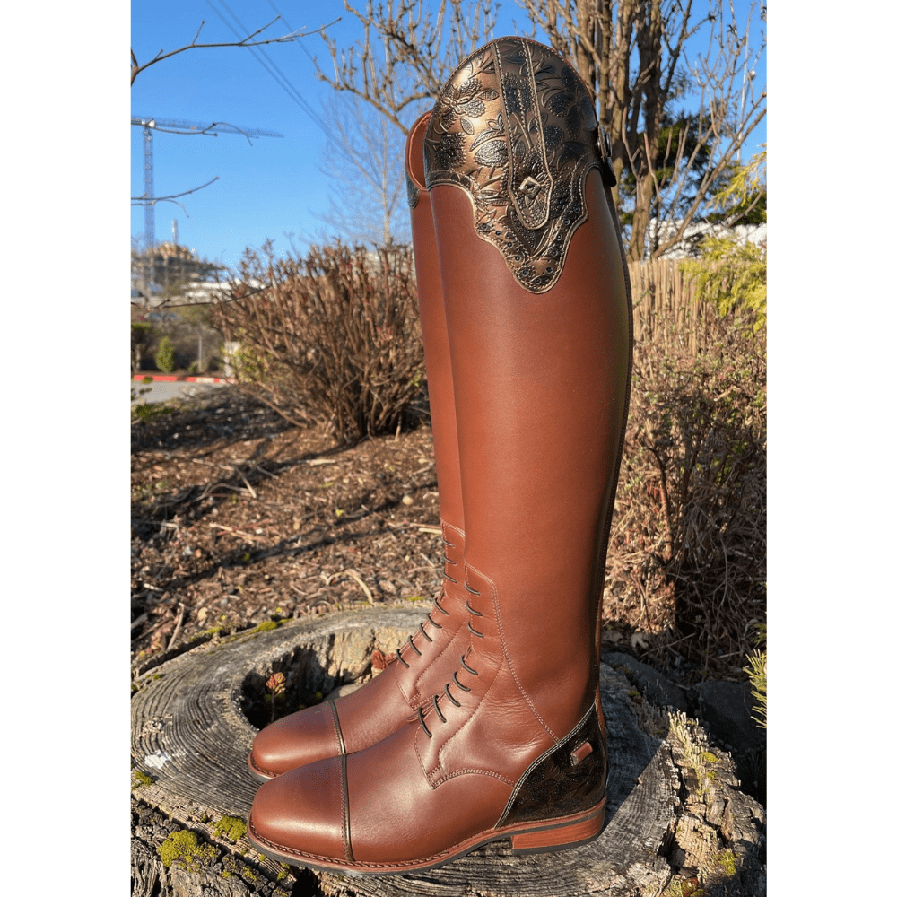 Custom DeNiro Field Boot - Brown with America Greta Top & Swarovski