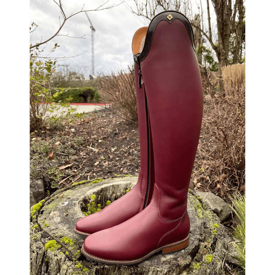 Custom DeNiro Bellini Dressage Boot - Mosto Calfskin with Brushed Burgundy Rondine & Lambskin Lining