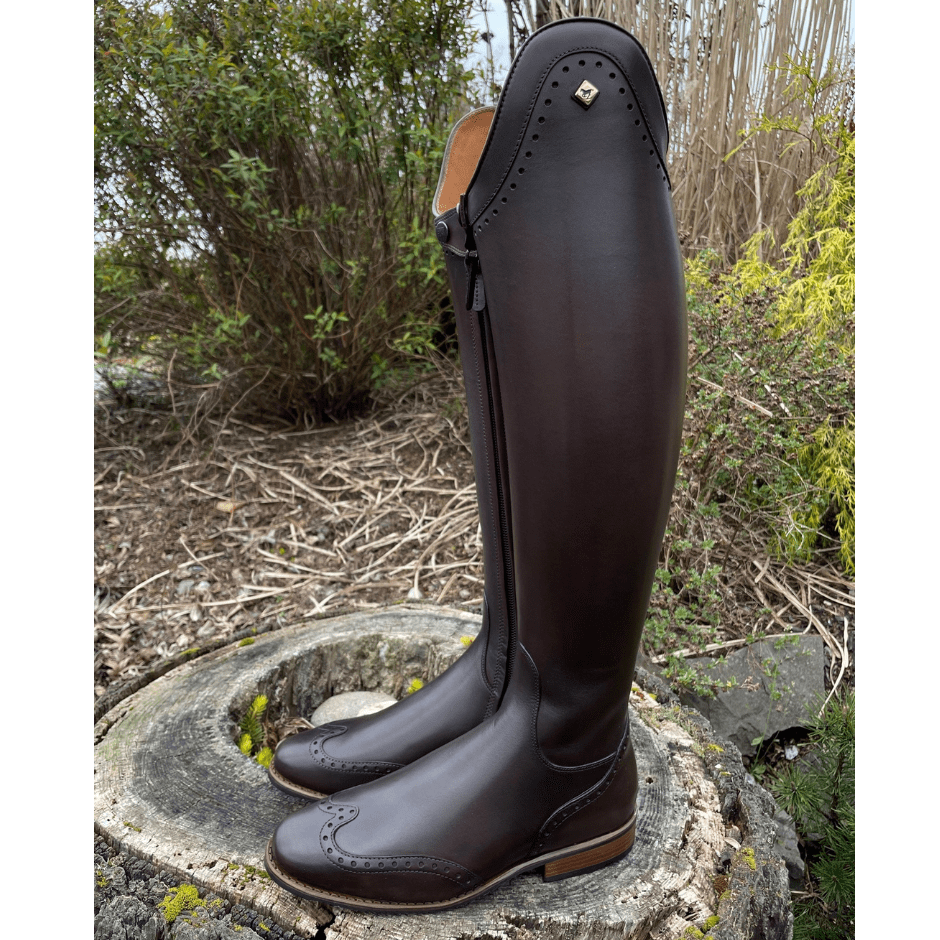 Custom DeNiro Bellini Dressage Boot - Vintage Brown with Punched Toe, Heel & Top