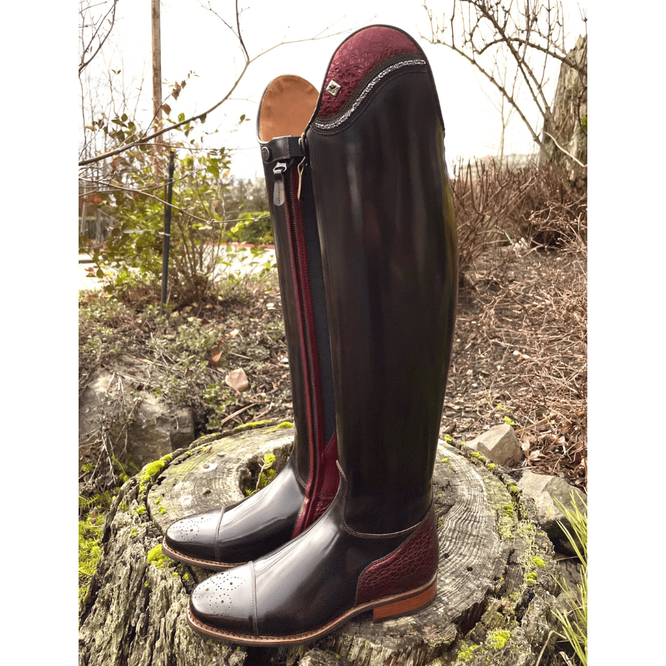 burgundy stretch boots