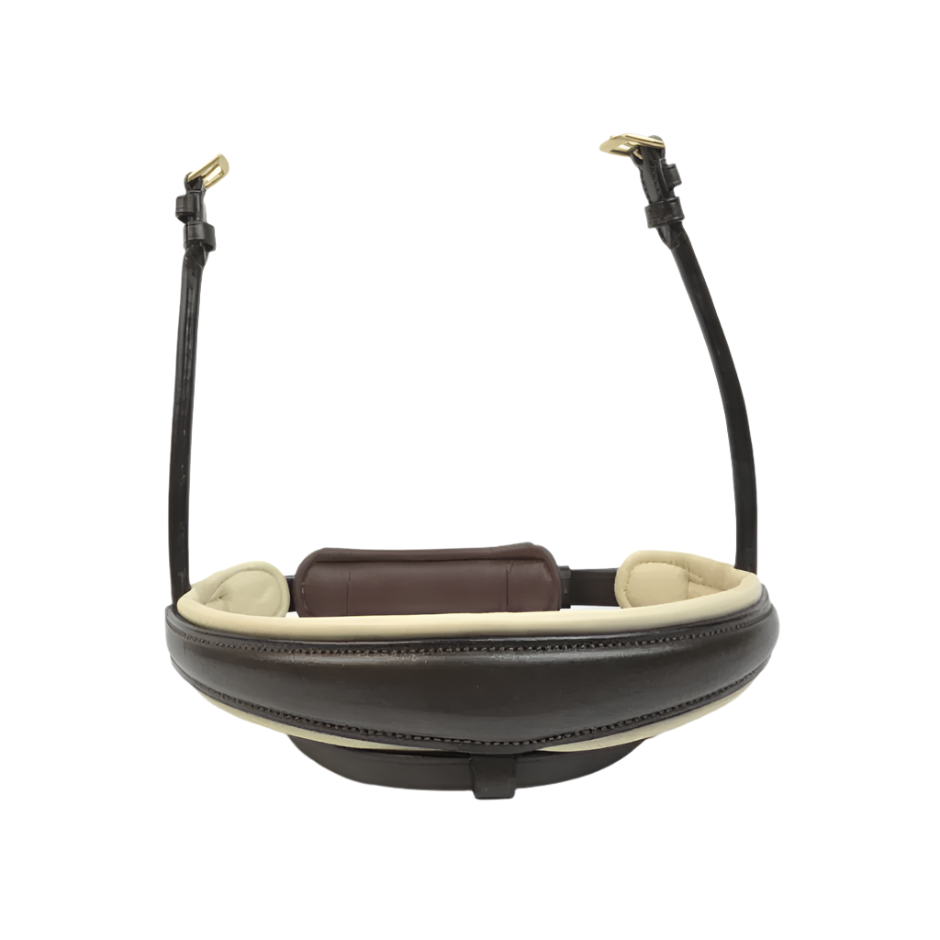 bridle2fit flat snaffle caveson - havana with cream padding