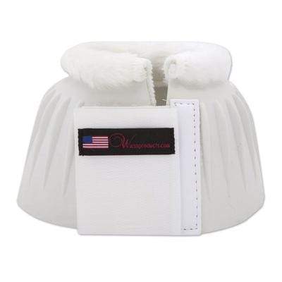 White bell boot with sheepskin around top