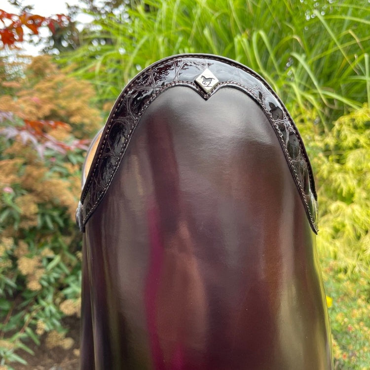 Custom DeNiro Bellini Dressage Boot - Brushed Brown with Lucidi Moka Rondine & Winged Toe