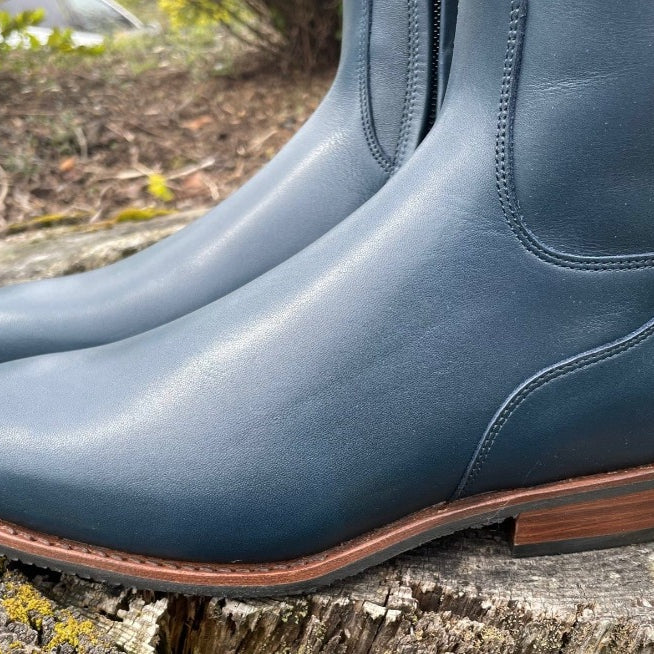 Custom DeNiro Bellini Dressage Boot - Blue Oceano with Roseto Blue Uptop & Swarovski