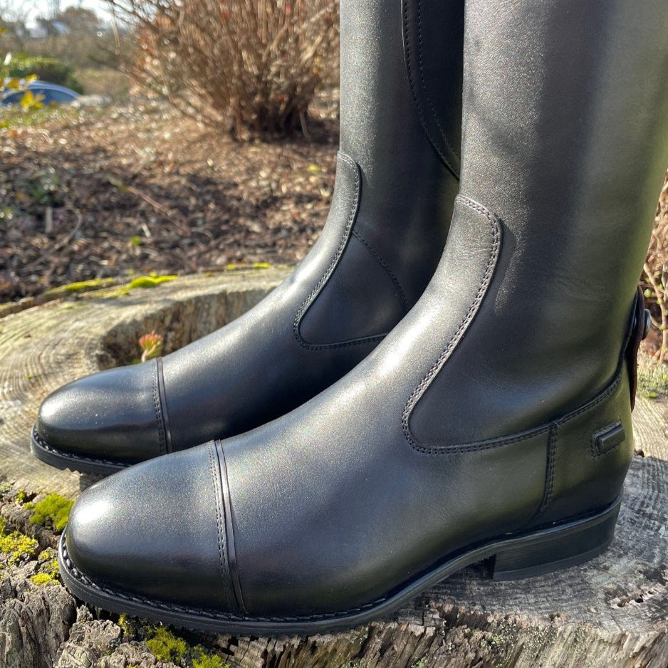 Custom DeNiro Dress Boot - Vintage Brandy Hunter Classic Top with Brushed Brown Piping