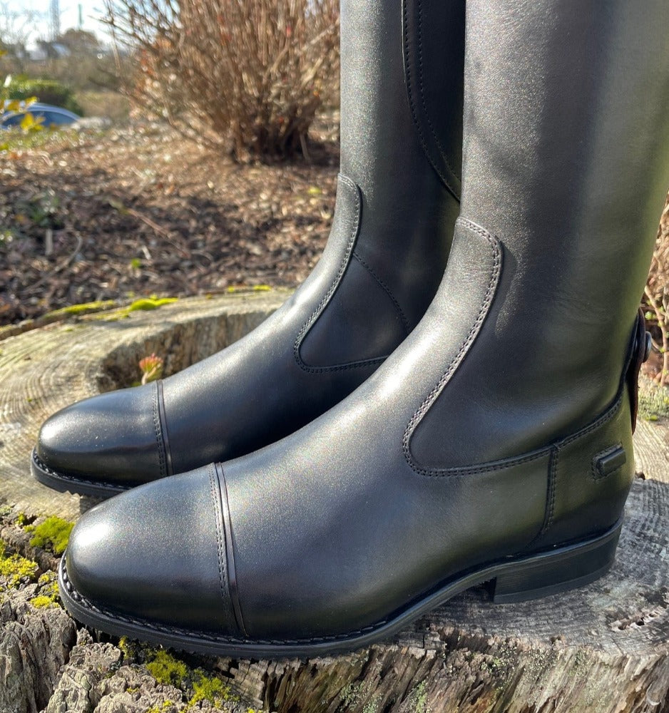 Custom DeNiro Dress Boot - Vintage Brandy Hunter Classic Top with Brushed Brown Piping