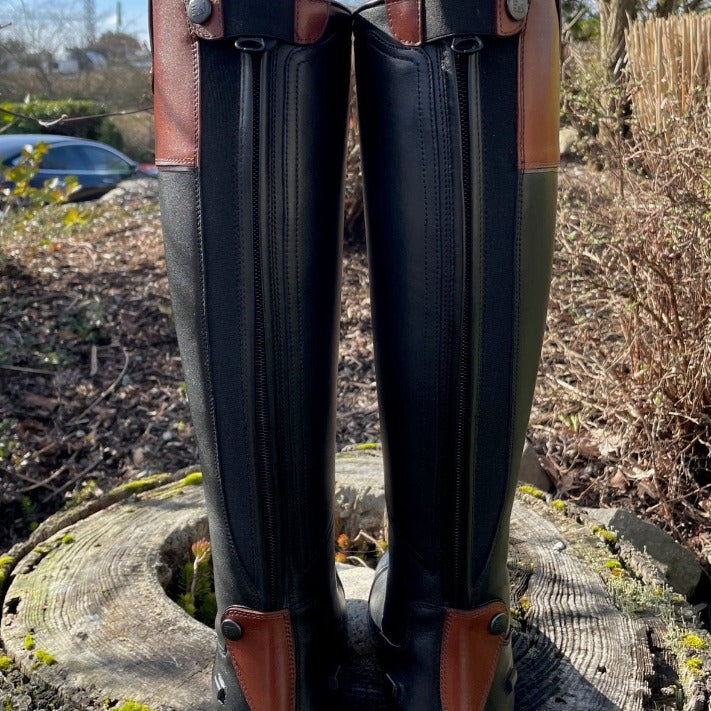 Custom DeNiro Dress Boot - Vintage Brandy Hunter Classic Top with Brushed Brown Piping