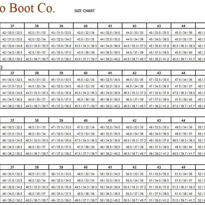 deniro size chart