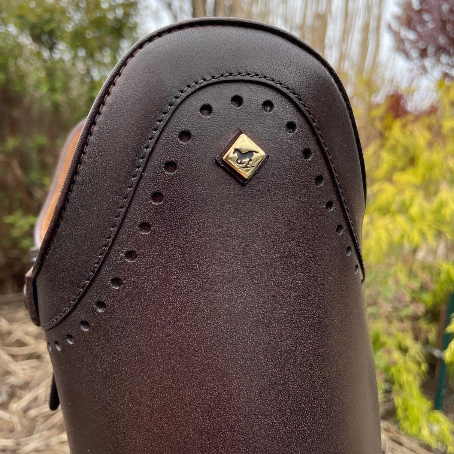 Custom DeNiro Bellini Dressage Boot - Vintage Brown with Punched Toe, Heel & Top
