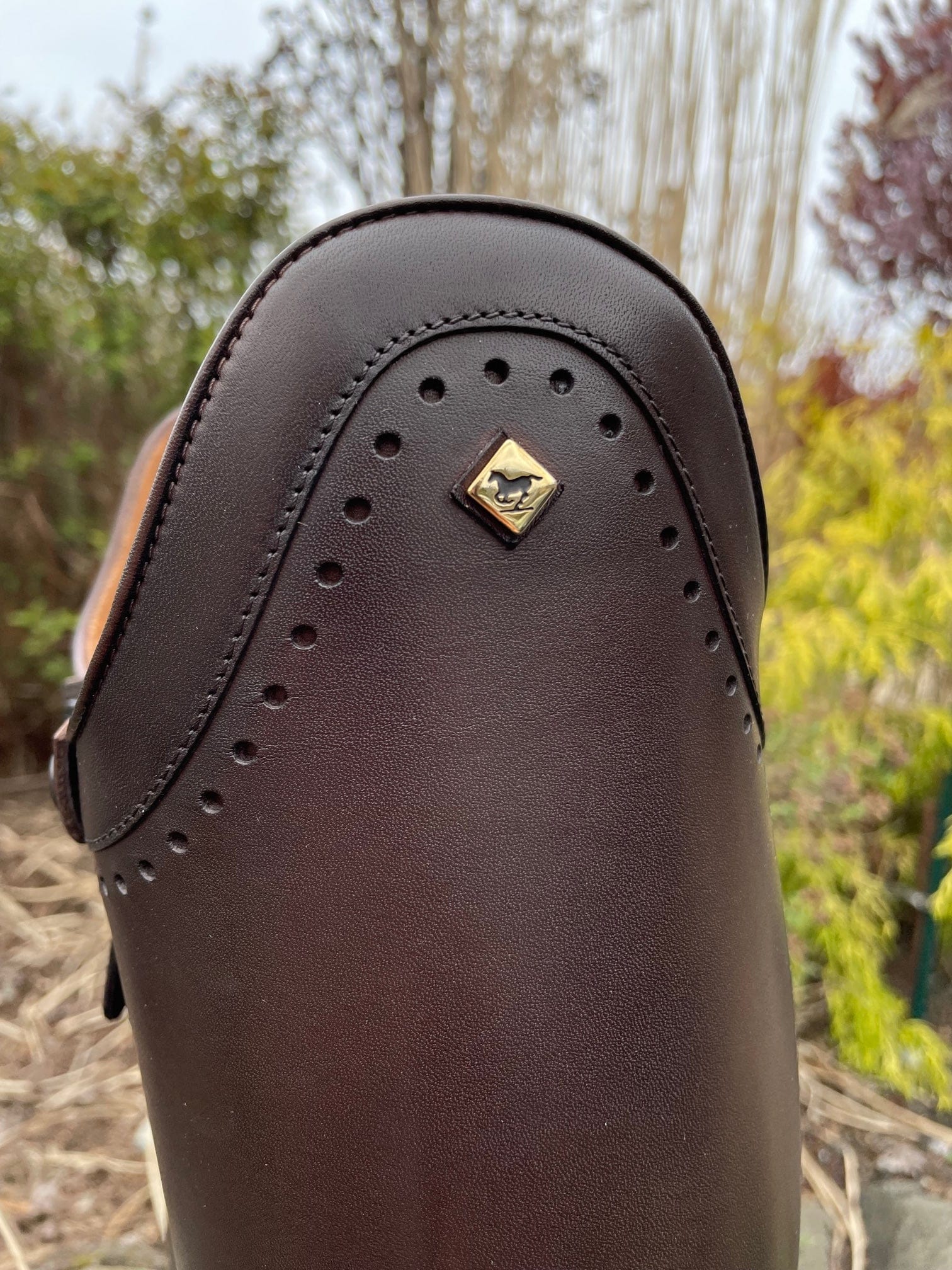 Custom DeNiro Bellini Dressage Boot - Vintage Brown with Punched Toe, Heel & Top