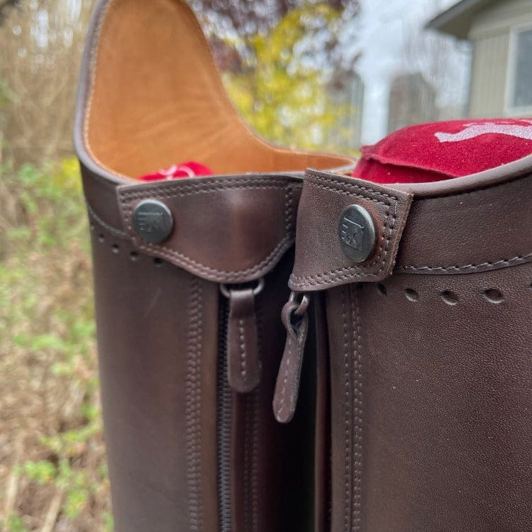 Custom DeNiro Bellini Dressage Boot - Vintage Brown with Punched Toe, Heel & Top