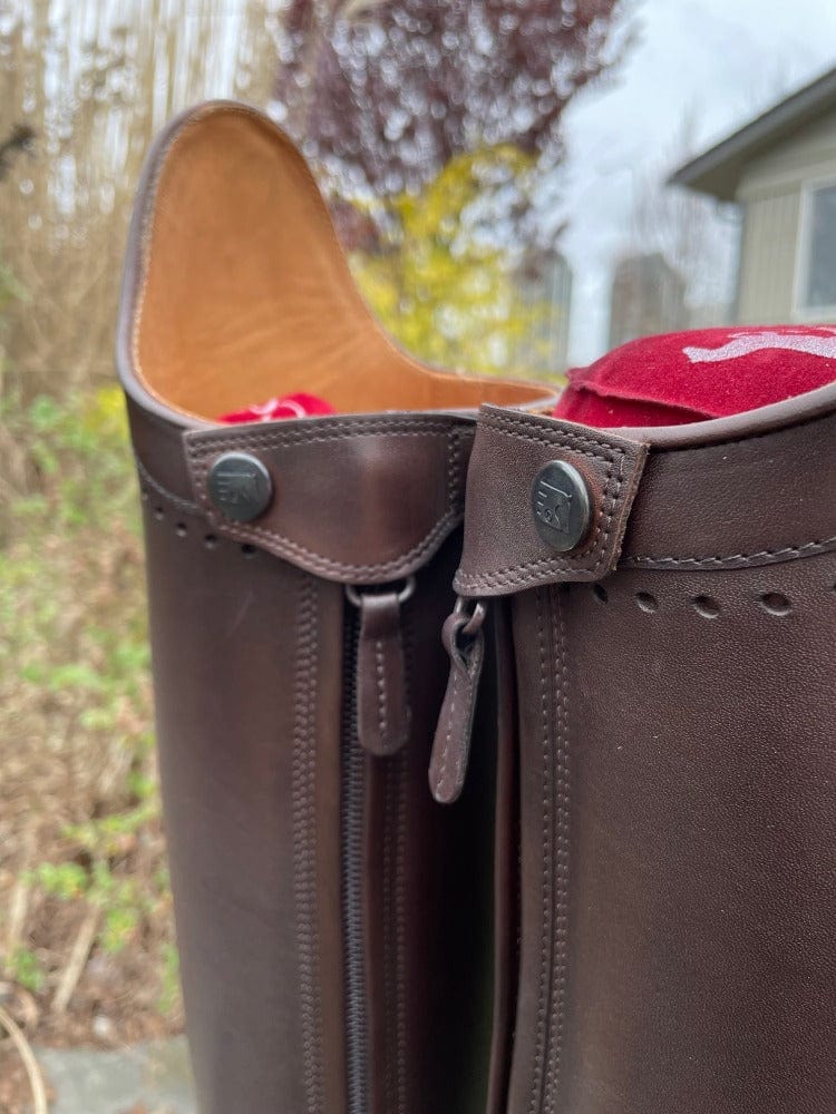 Custom DeNiro Bellini Dressage Boot - Vintage Brown with Punched Toe, Heel & Top
