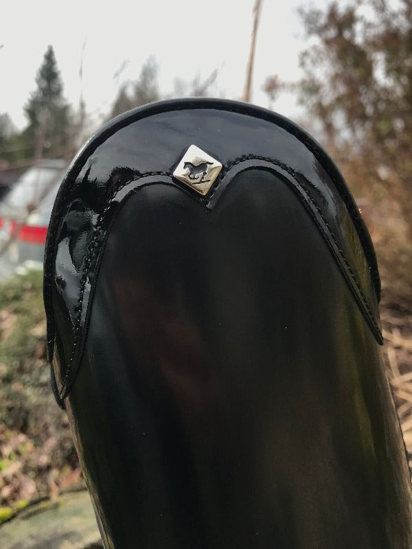 Custom DeNiro Bellini Dressage Boot - Brushed Black with Black Patent Rondine Top