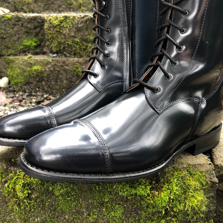 Custom DeNiro Botticelli Dressage Boot - Brushed Navy with Lucidi Blue Rondine Top & Swarovski