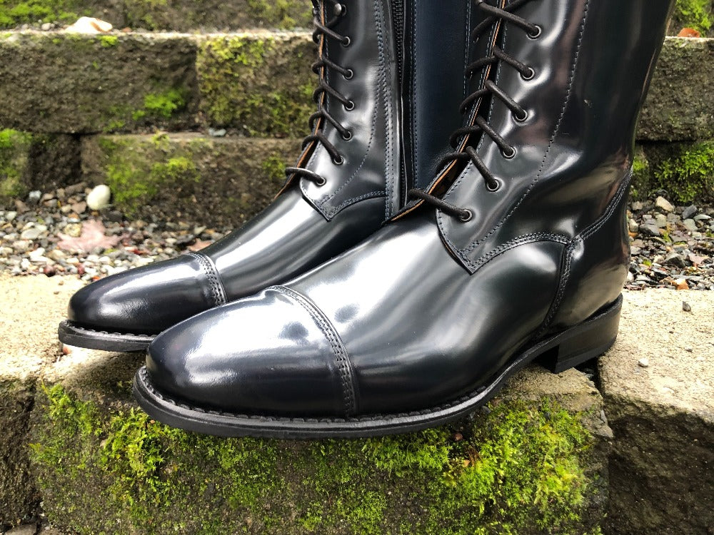 Custom DeNiro Botticelli Dressage Boot - Brushed Navy with Lucidi Blue Rondine Top & Swarovski