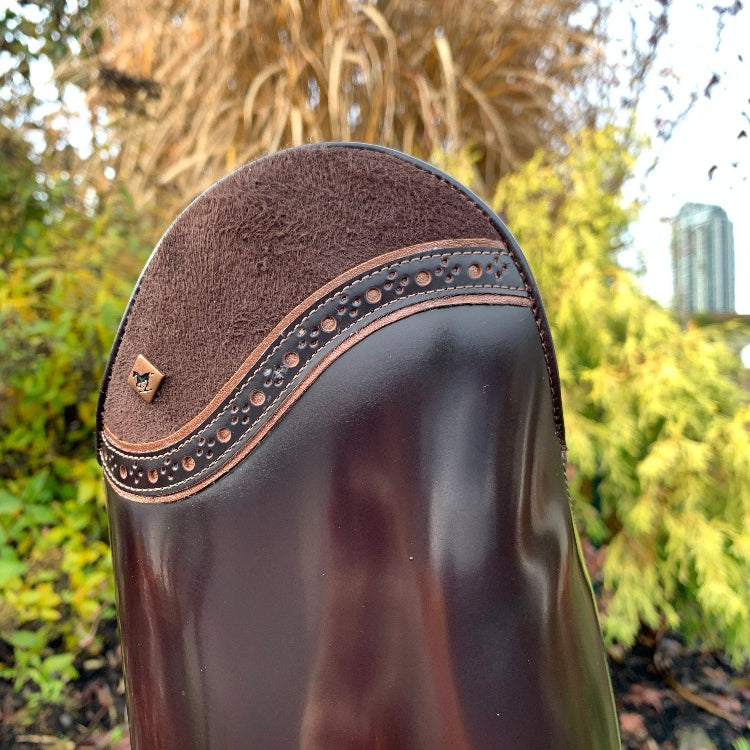 Custom DeNiro Bellini Dressage Boots - Brushed Brown with Camoscio Uptop & Luxory Metallic Piping