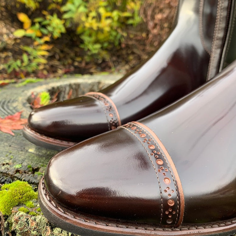 Custom DeNiro Bellini Dressage Boots - Brushed Brown with Camoscio Uptop & Luxory Metallic Piping