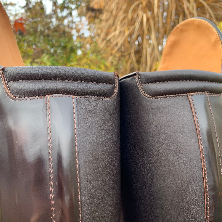 Custom DeNiro Bellini Dressage Boots - Brushed Brown with Camoscio Uptop & Luxory Metallic Piping