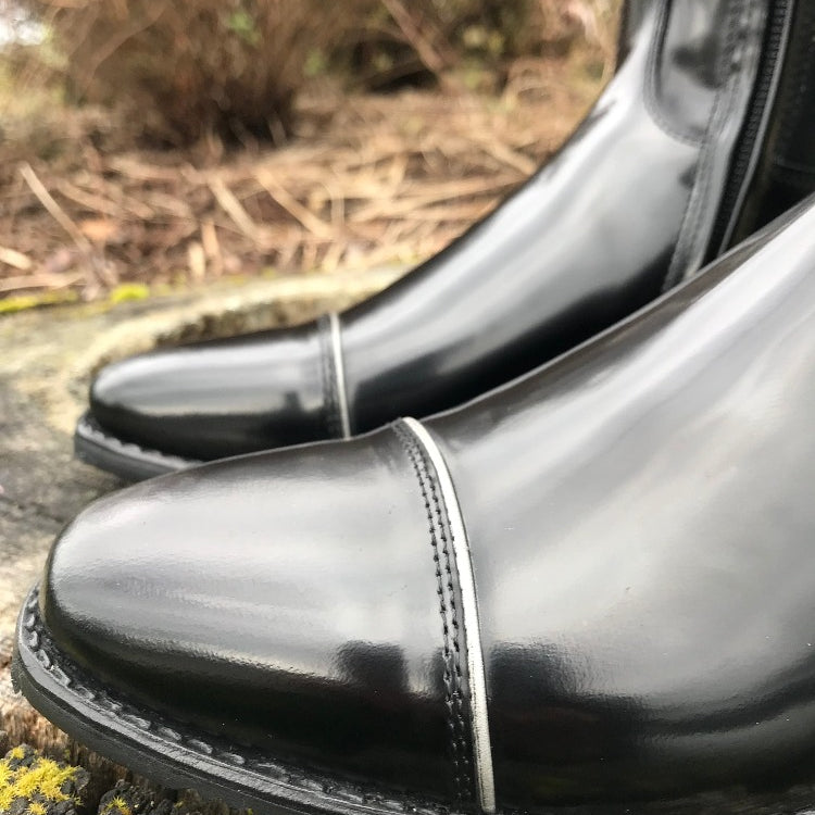 Custom DeNiro Raffaello Dressage Boot - Brushed Black with Rondine Blanca Calfskin & Swarovski