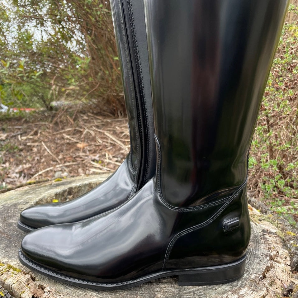 Custom DeNiro Raffaello Dressage Boot - Brushed Black with Rondine Pearl & Gunmetal