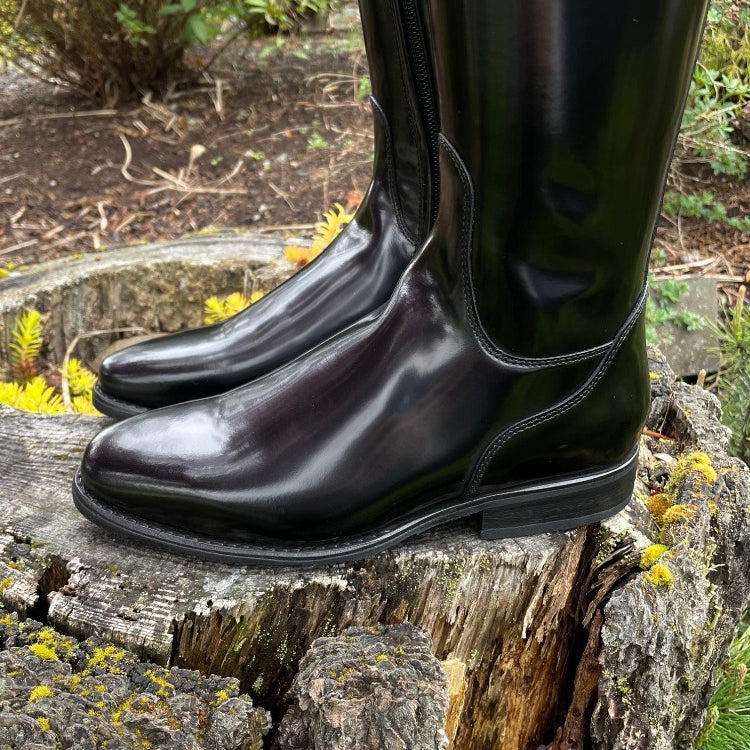 Custom DeNiro Bellini Dressage Boot - Brushed Black with Black Croc Rondine & Crystals
