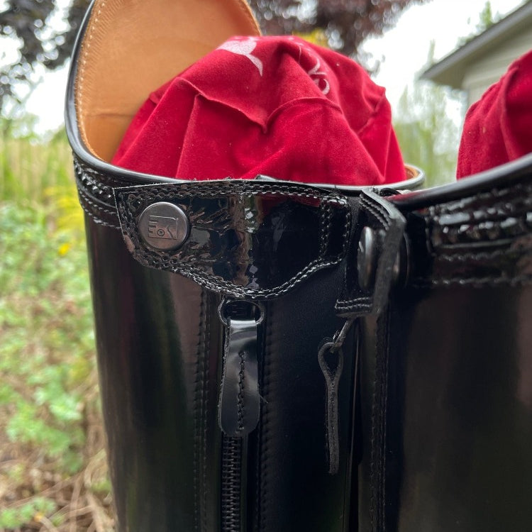Custom DeNiro Bellini Dressage Boot - Brushed Black with Black Croc Rondine & Crystals