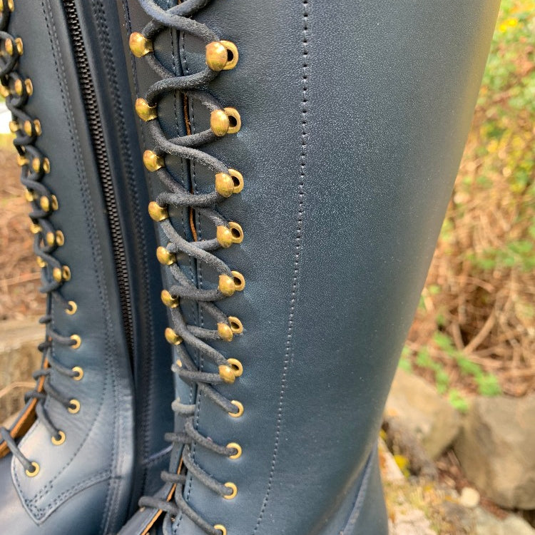 Custom DeNiro Botticelli Dressage Boot - Blue Oceano Calfskin & Brushed Navy Rondine Top