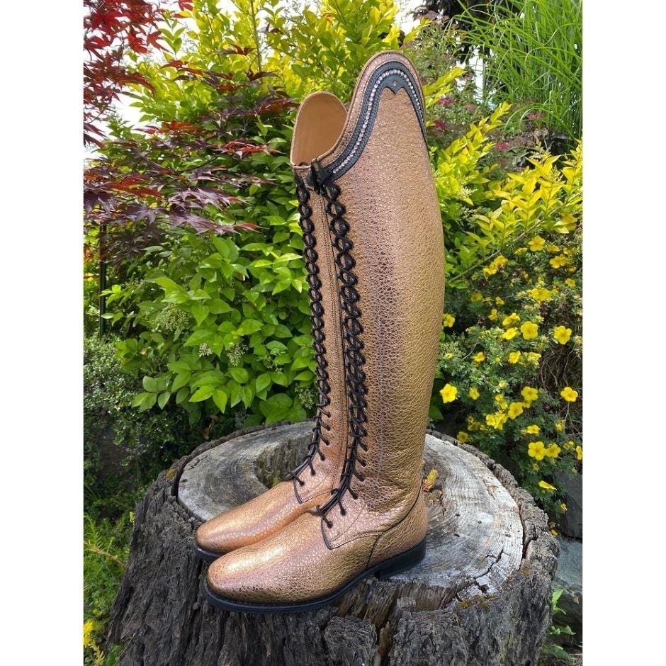Custom Tinitoretto custom dressage boots in full BG salmon leather