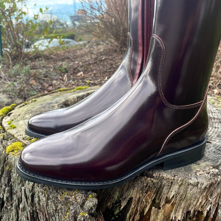 Custom DeNiro Bellini Dressage Boot - Brushed Burgundy with Burgundy BG Lisa & Swarovski