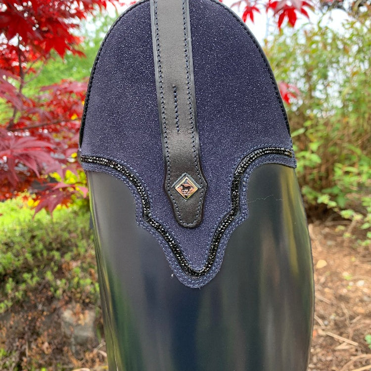 Custom DeNiro Raffaello Dressage Boot - Brushed Navy with America Top in Navy Stardust