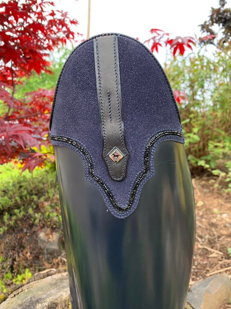 Custom DeNiro Raffaello Dressage Boot - Brushed Navy with America Top in Navy Stardust