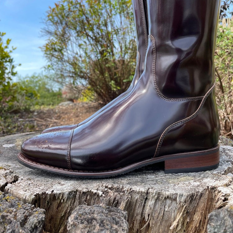 Custom DeNiro Bellini Dressage Boot - Brushed Brown with Brown Buongiorno Uptop & Punched Toe
