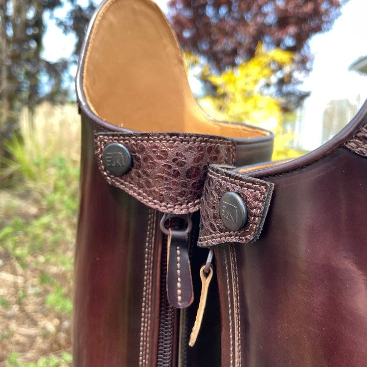 Custom DeNiro Bellini Dressage Boot - Brushed Brown with Brown Buongiorno Uptop & Punched Toe