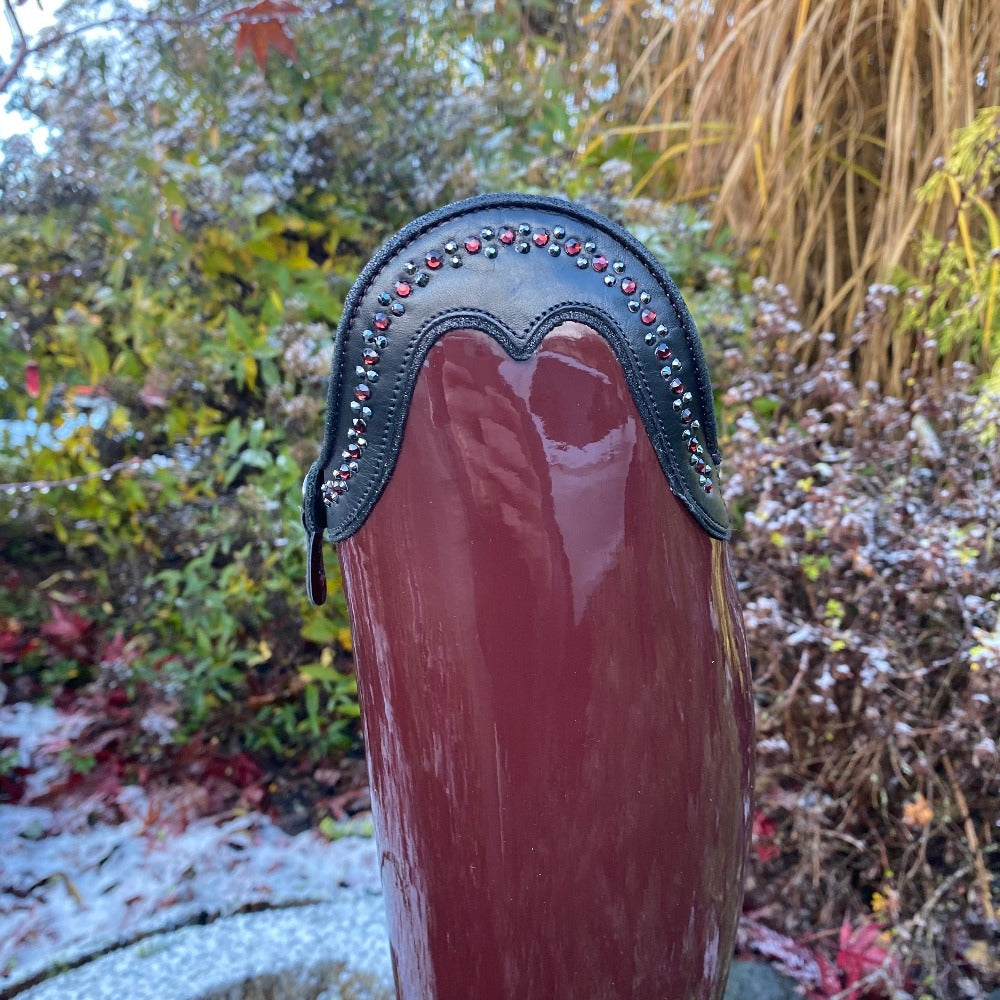 Custom DeNiro Bellini Dressage Boot - Burgundy Patent with Swarovski Rondine