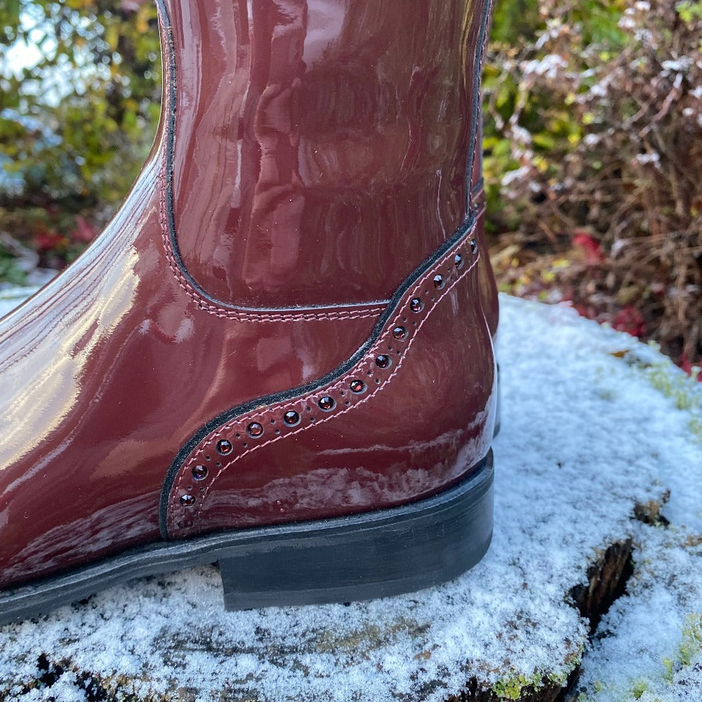 Custom DeNiro Bellini Dressage Boot - Burgundy Patent with Swarovski Rondine