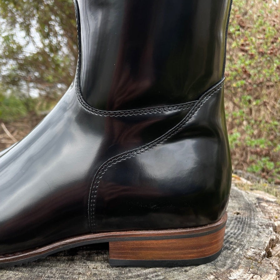 Custom DeNiro Raffaello Dressage Boot - Brushed Black with Camoscio Uptop & Fineline Crystals