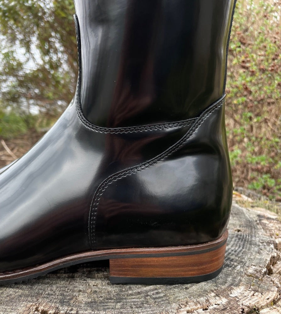Custom DeNiro Raffaello Dressage Boot - Brushed Black with Camoscio Uptop & Fineline Crystals