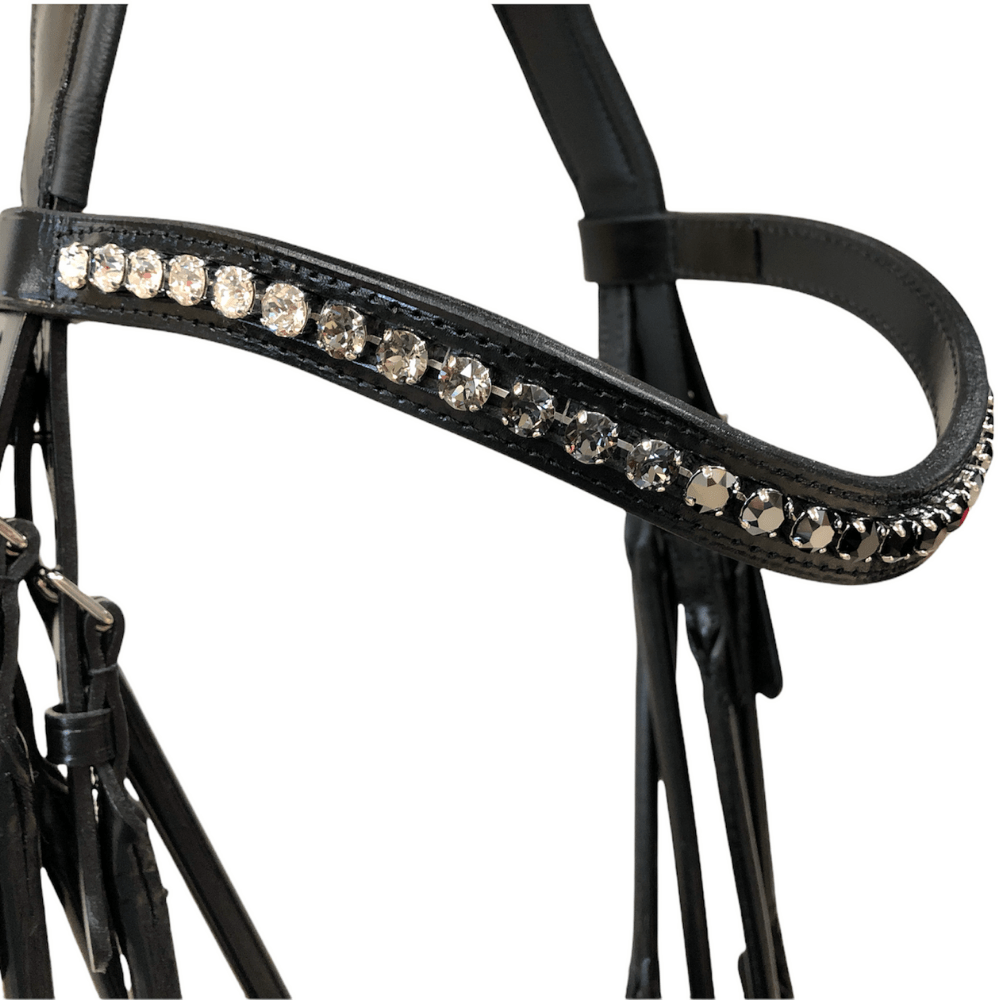 Otto Schumacher Bellevue Rolled Double Bridle Patent Croc Black - Horse